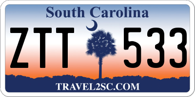 SC license plate ZTT533