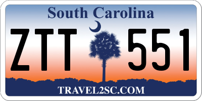 SC license plate ZTT551