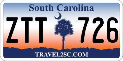 SC license plate ZTT726