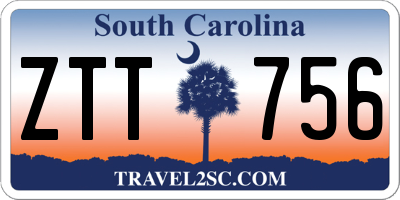 SC license plate ZTT756