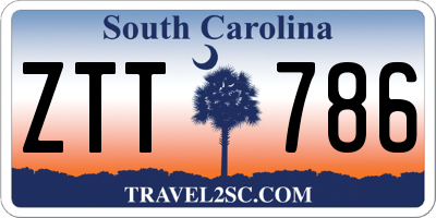 SC license plate ZTT786