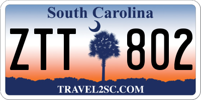 SC license plate ZTT802