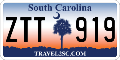 SC license plate ZTT919