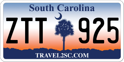 SC license plate ZTT925