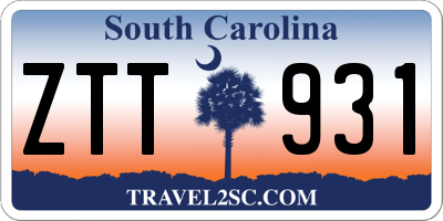SC license plate ZTT931