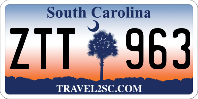 SC license plate ZTT963