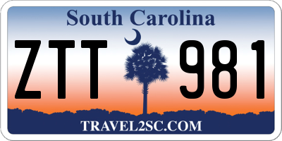 SC license plate ZTT981