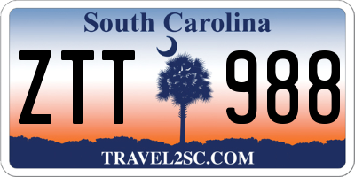 SC license plate ZTT988
