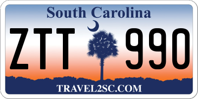 SC license plate ZTT990
