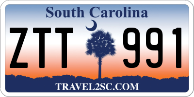 SC license plate ZTT991