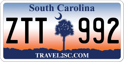 SC license plate ZTT992