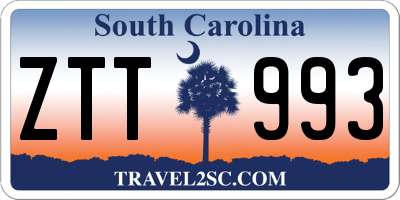 SC license plate ZTT993
