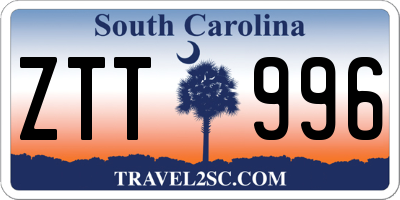 SC license plate ZTT996