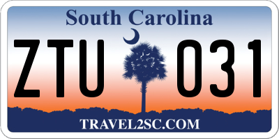 SC license plate ZTU031