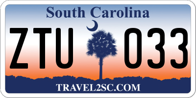 SC license plate ZTU033