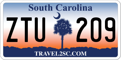 SC license plate ZTU209