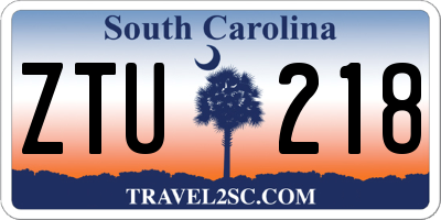 SC license plate ZTU218