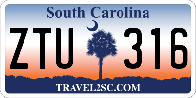 SC license plate ZTU316