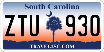 SC license plate ZTU930