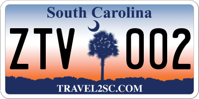 SC license plate ZTV002