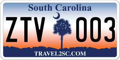 SC license plate ZTV003