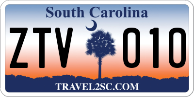 SC license plate ZTV010