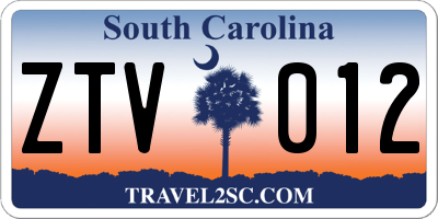 SC license plate ZTV012