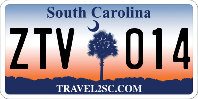 SC license plate ZTV014
