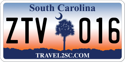SC license plate ZTV016