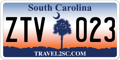 SC license plate ZTV023