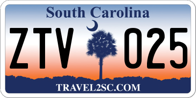 SC license plate ZTV025