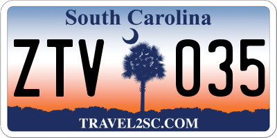SC license plate ZTV035