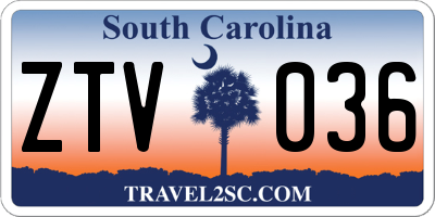 SC license plate ZTV036