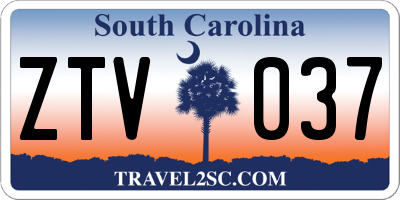SC license plate ZTV037
