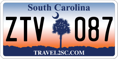 SC license plate ZTV087