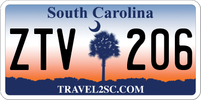 SC license plate ZTV206