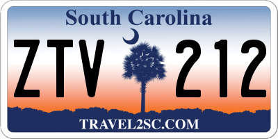 SC license plate ZTV212