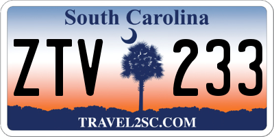 SC license plate ZTV233