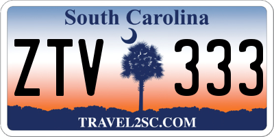 SC license plate ZTV333