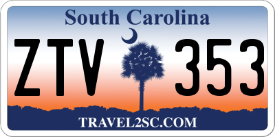 SC license plate ZTV353