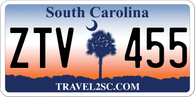 SC license plate ZTV455