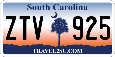 SC license plate ZTV925