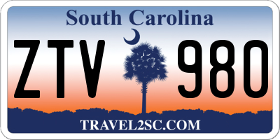 SC license plate ZTV980