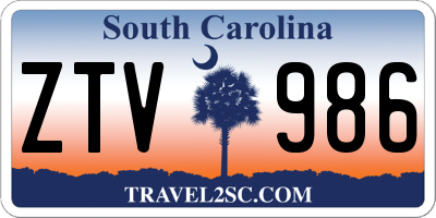 SC license plate ZTV986