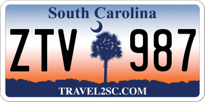 SC license plate ZTV987