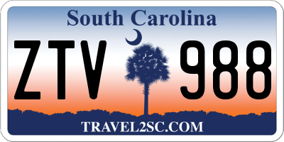 SC license plate ZTV988