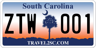 SC license plate ZTW001
