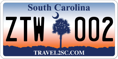 SC license plate ZTW002