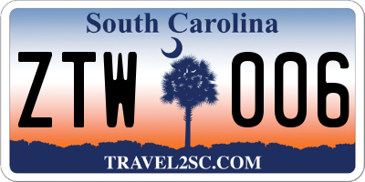 SC license plate ZTW006