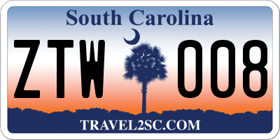 SC license plate ZTW008